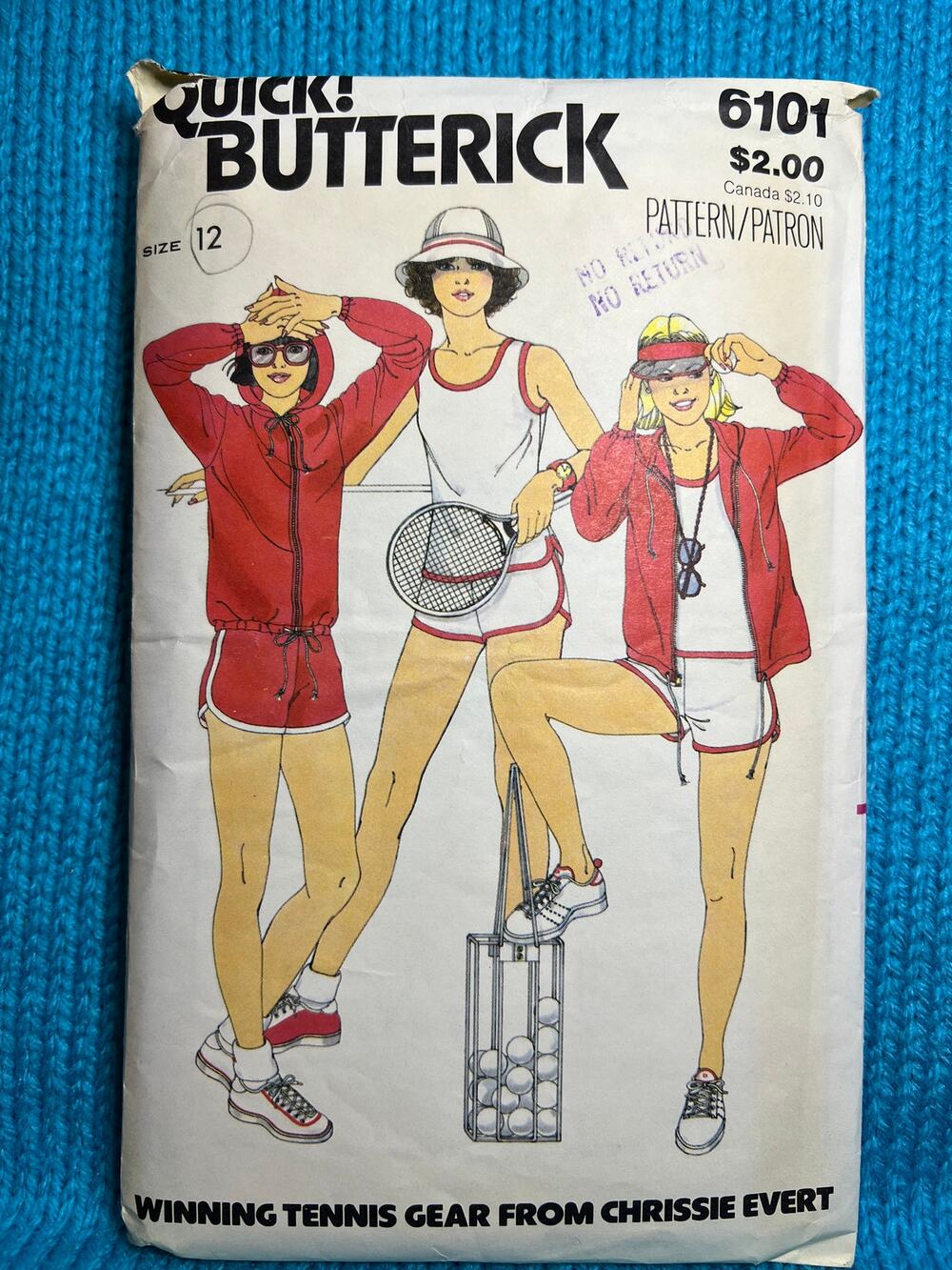 Butterick 6101 pattern hoodie tank top shorts 1970s size 12
